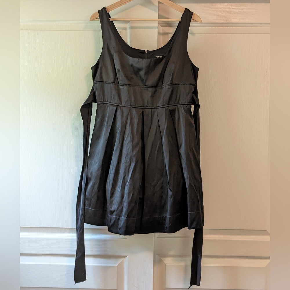 Sateen empire waist fit-and-flare mini dress